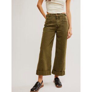 🆕 NWT FREE PEOPLE We The Free Palmer Cuffed Jeans / Army